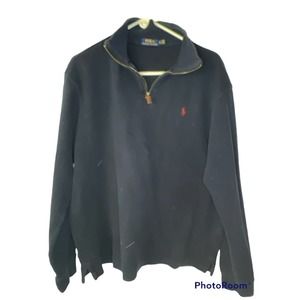 Polo Ralph Lauren 1/4 Zip Pullover Blue Sweater Mens XL Red Horse Cotton